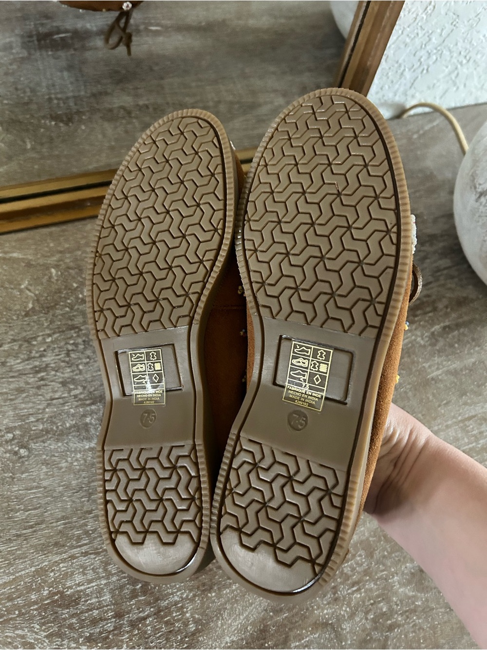New Free People Sandy Seed Beaded Suede Boat Shoes - Picture 5 of 5